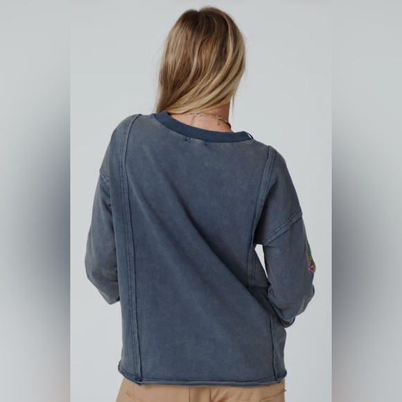 Floral Embroidered Blue Top - Picture 7 of 13